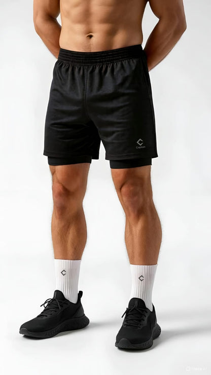 CAPTAIN DUAL LAYER SOCCER PLUS, COMPRESSION INNER LAYER, OUTER LAYER SPORTS AND MULTIPURPOSE SHORTS,GYM,CYCLING,REGULAR SHORTS